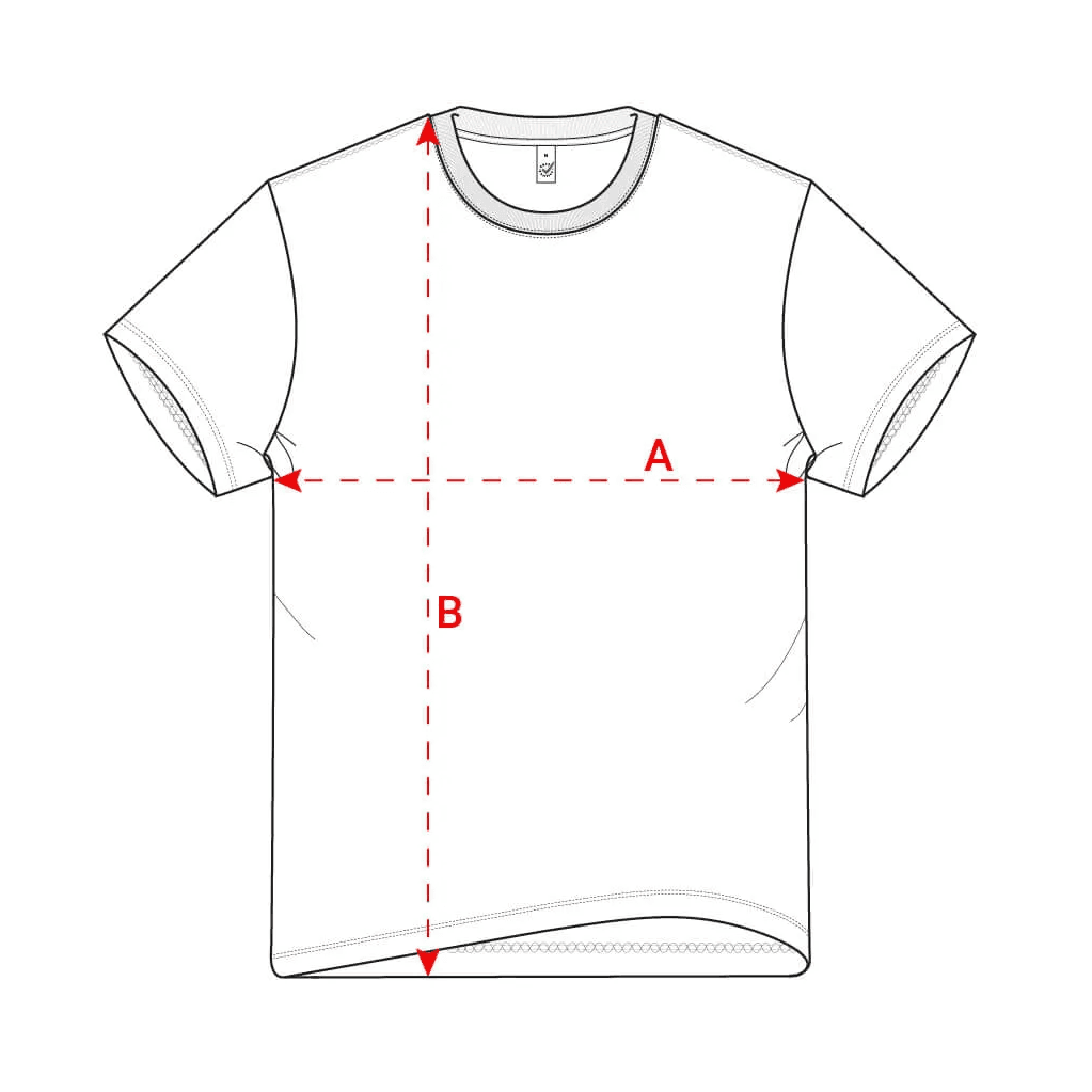 EP185 Earth Positive Premium Jersey T-shirt measurement guide