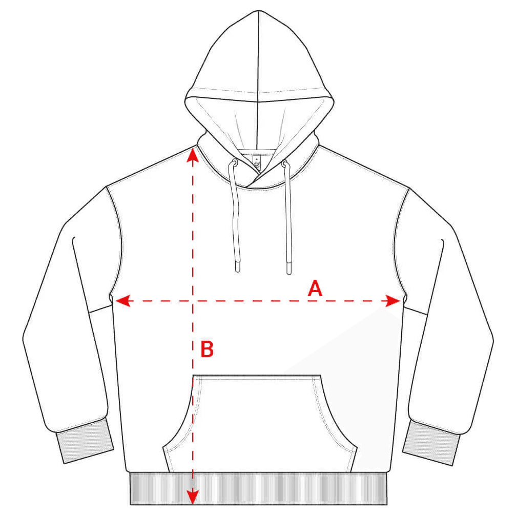 EP301 Earth Positive Pullover Hoodie measurement guide