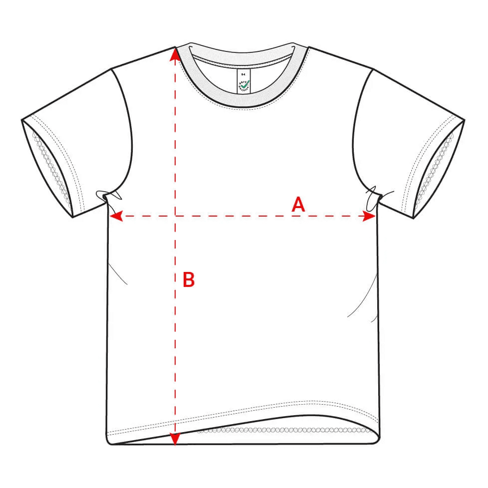 EPJ01 Earth Positive Children's T-shirt measurement guide